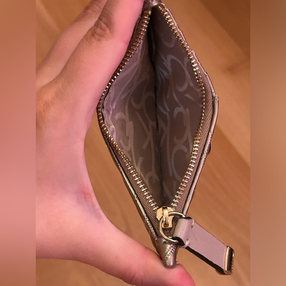 Calvin Klein Monogram Gold Card Holder Wristlet - Picture 6 of 7